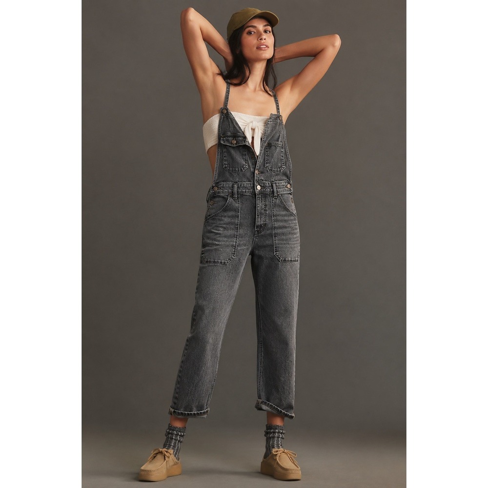 Anthropologie Pilcro Painter's Overalls Gray Denim Utility Jumpsuit  XL $178
